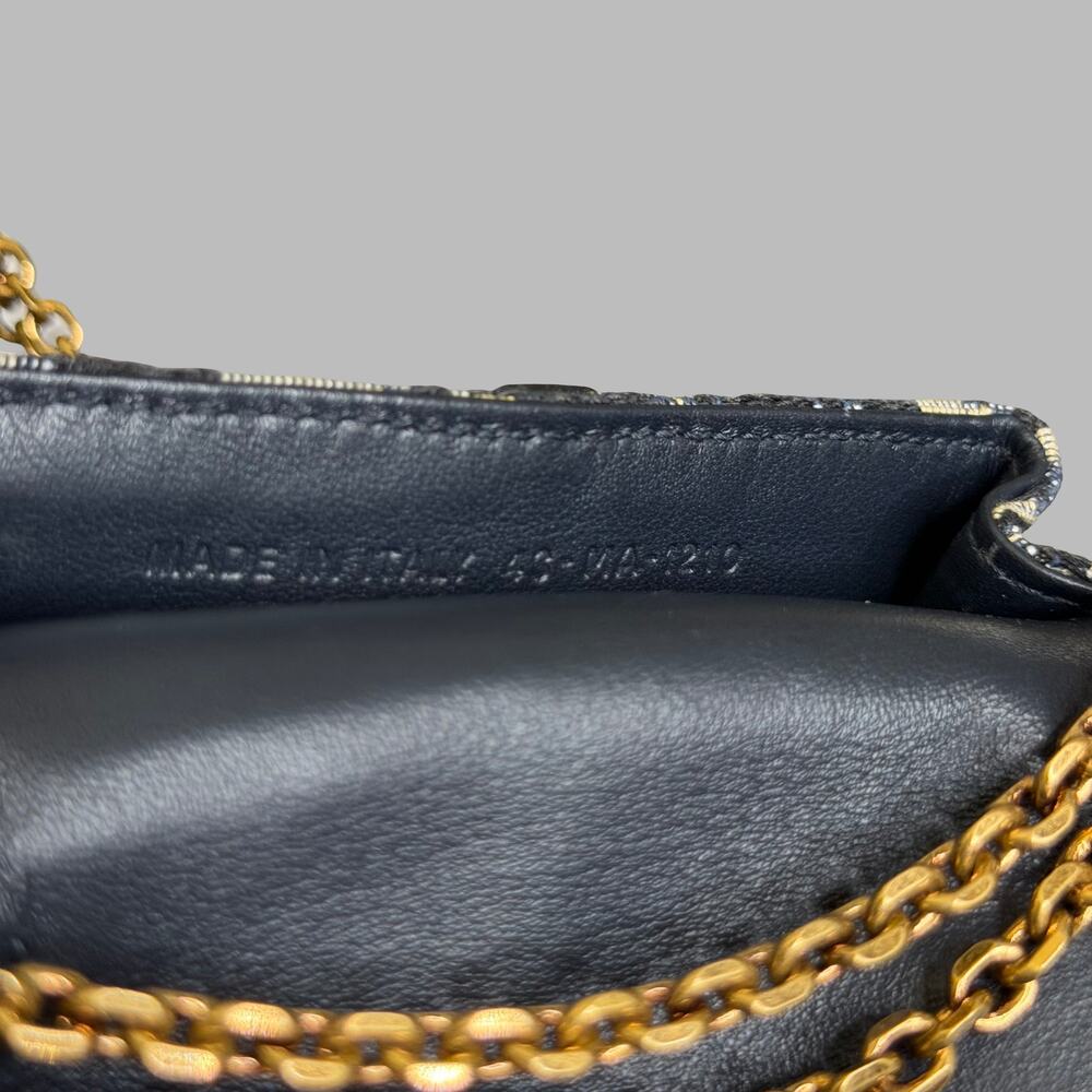 Dior Blue Dior Oblique Jacquard Saddle Nano Pouch With Chain - Picture 6 of 6